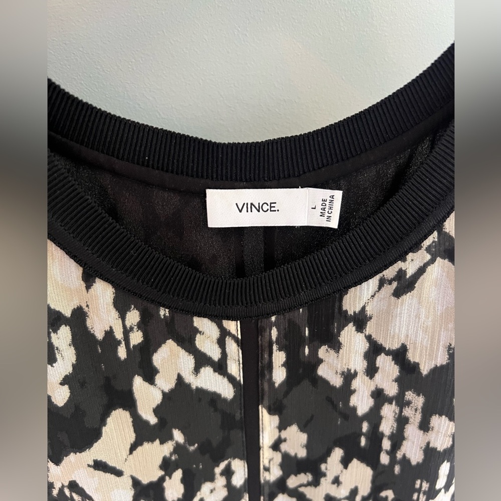 Vince Monochrome Abstract Blouse